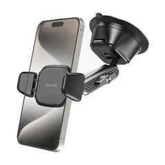 A Photo Of Porodo Cradle Suction Cup Phone Mount with 360° Rotation – Non-Gel Pad, Universal Compatibility, Black