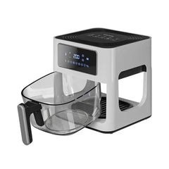 A Photo Of Porodo Lifestyle Glass Pot Air Fryer with a Touch Panel - White