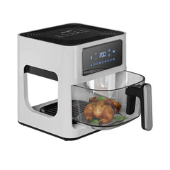 A Photo Of Porodo Lifestyle Glass Pot Air Fryer with a Touch Panel - White