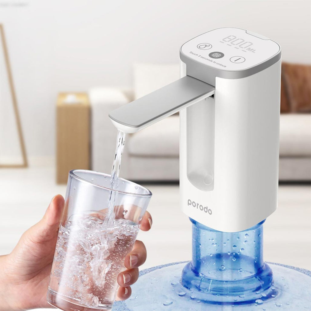 Porodo Lifestyle Mini Water Dispenser with LED Display - White, 32903441154300, Available at 961Souq