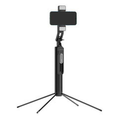 A Photo Of Porodo Selfie Stick 185cm Extendable with Dual Detachable Lights - Black - PD-SLSEDTR-BK