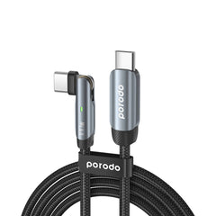 Porodo Braided 100W PD C to C Cable With Rotatable Head 1M - Grey