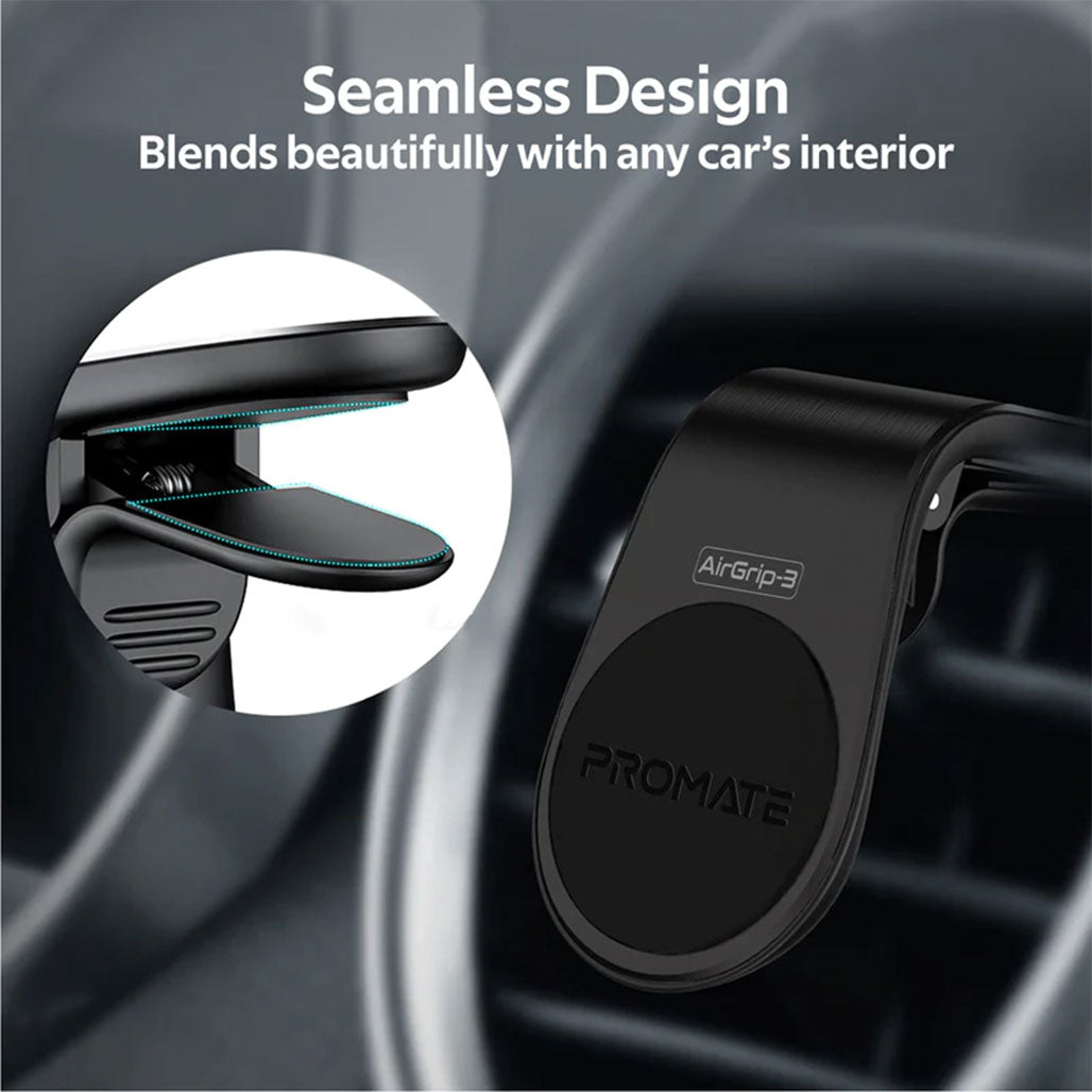 A Photo Of Promate AirGrip-3 360 Degree Air Vent Magnetic Holder | Secure Universal Car Mount - Black