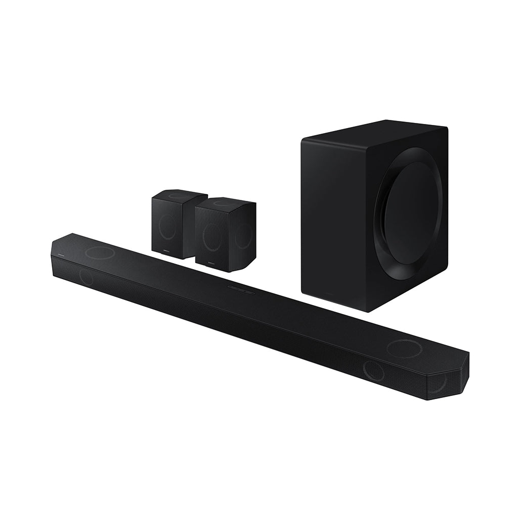 A Photo Of Samsung Q990D 11.1.4 Channel Wireless Dolby Atmos Soundbar with Rear Speakers and Q-Symphony