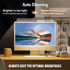 A Photo Of Quntis Curved Monitor Light Bar with Remote Control – 42.5cm LED Eye Care Screen Lamp, Auto Dimming, Anti-Blue Light, Stepless Hue Adjustment, RA95+ for Office & Home