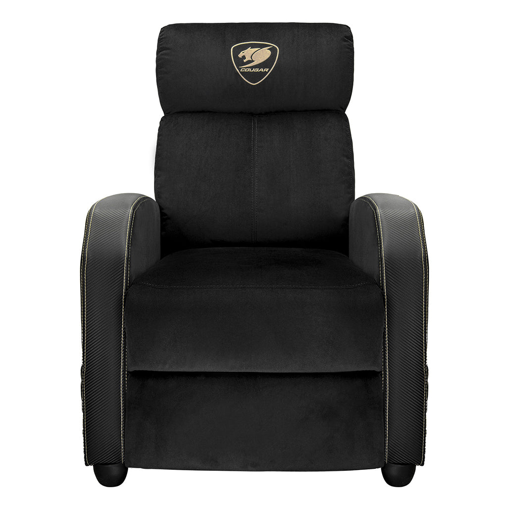 A Photo Of COUGAR Ranger Elite Gold Gaming Sofa - Premium Reclining Velvet Chair for Ultimate Comfort and Luxury