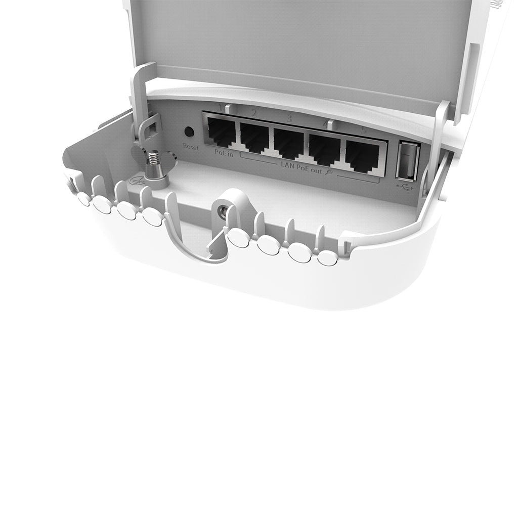 A Photo Of MikroTik OmniTIK 5 PoE ac - 5GHz Dual Chain AP with 802.11ac, 7.5dBi Antennas, and 5 Gigabit Ethernet Ports with PoE-Out | RBOmniTikPG-5HacD