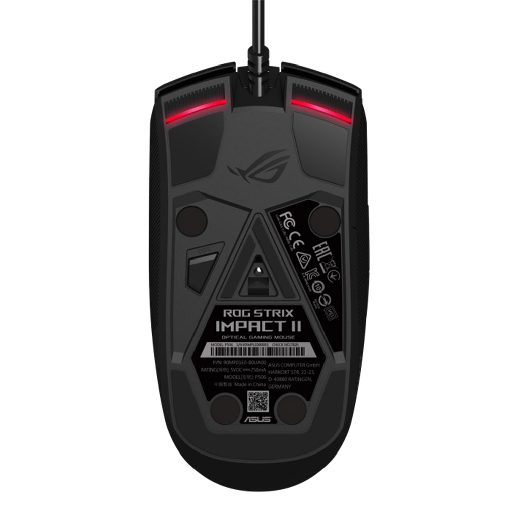 A Photo Of Asus ROG Strix Impact II Wired Gaming Mouse - Lightweight, 6200 DPI Sensor, Ambidextrous Design, Aura Sync RGB, and Push-Fit Switch Socket