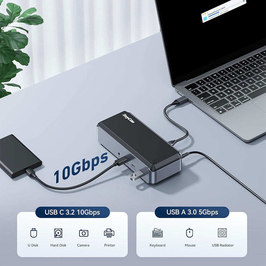 A Photo Of RayCue USB C Docking Station Triple Monitor, 15-in-1 MacBook Pro Dock with 4K HDMI, Compatible with M1/M2, Mac, and Windows