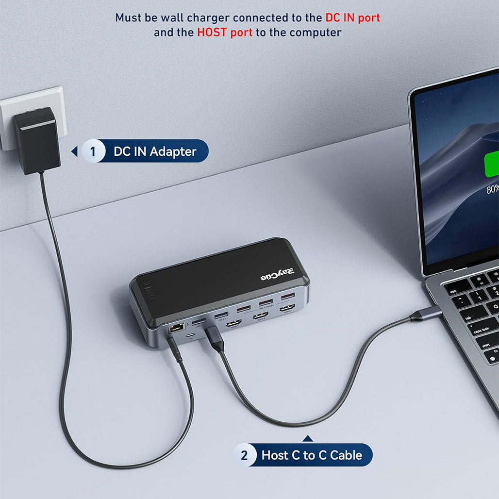 A Photo Of RayCue USB C Docking Station Triple Monitor, 15-in-1 MacBook Pro Dock with 4K HDMI, Compatible with M1/M2, Mac, and Windows