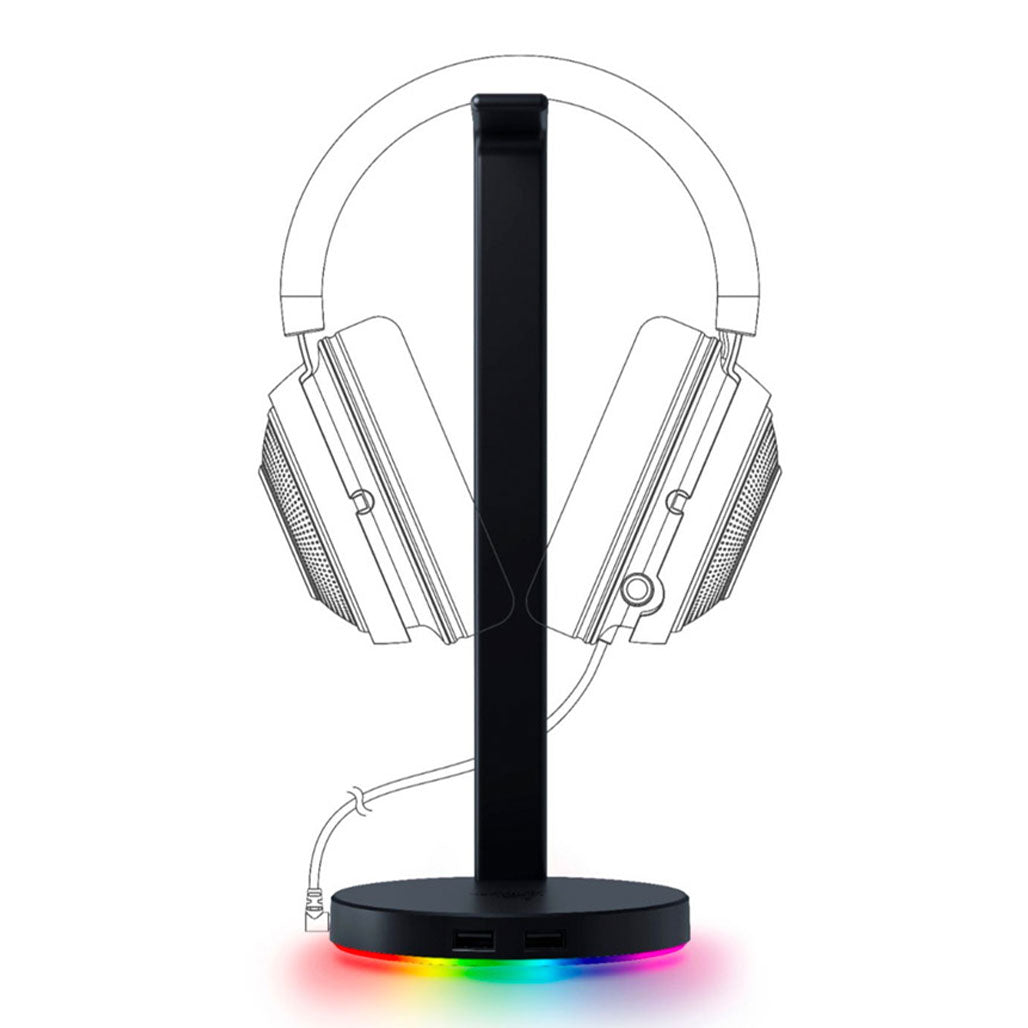 A Photo Of Razer Base Station V2 Chroma - Black Headset Stand with USB Hub, 7.1 Surround Sound, and Razer Chroma™ RGB