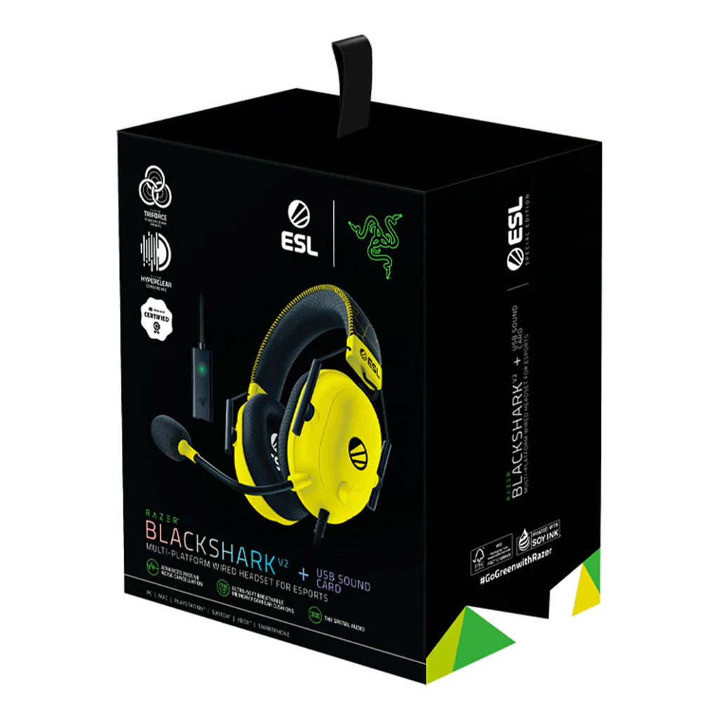 Razer BlackShark V2 Multi-Platform Wired Headset for Esport + USB Sound Card, 32961326416124, Available at 961Souq