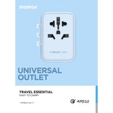 Momax 1-World 20W 3 Ports AC Travel Adapter - Blue | UA11B