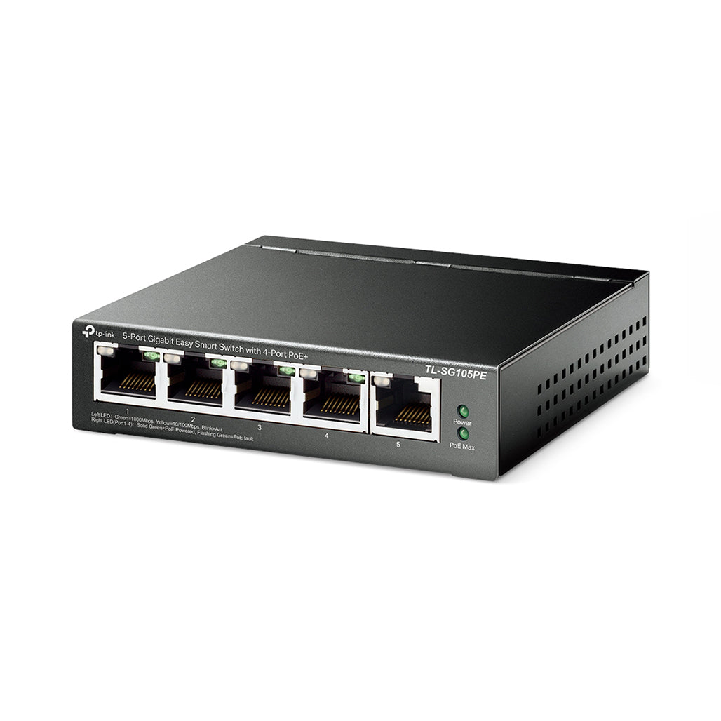 A Photo Of TP-Link TL-SG105PE 5-Port Gigabit Easy Smart Switch with 4-Port PoE+ | Network Management and Power Over Ethernet