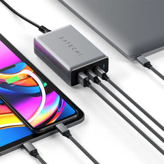 A Photo Of Satechi 100W USB-C PD Compact GaN Charger with Dual USB-C Ports and USB-A Charging