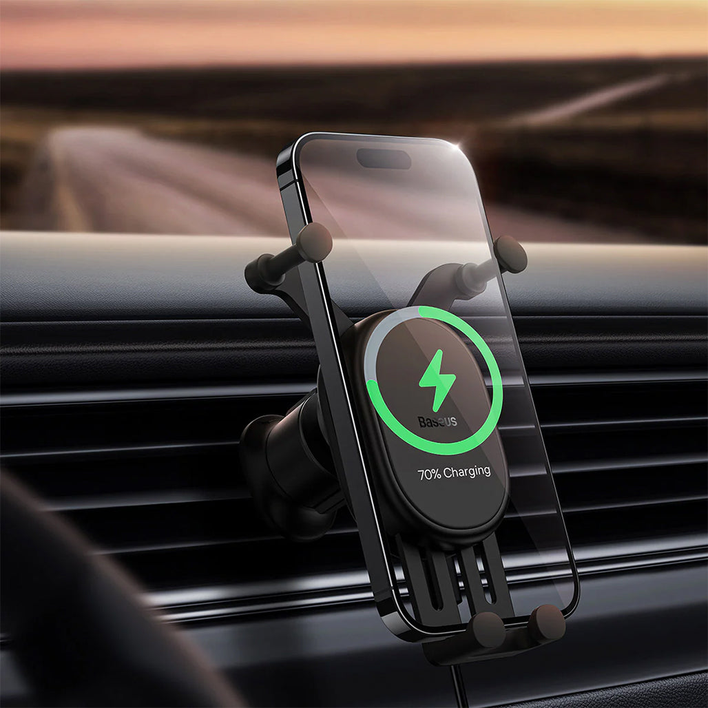 A Photo Of Baseus Stable Gravitational Wireless Charging Car Mount Pro 15W - Black