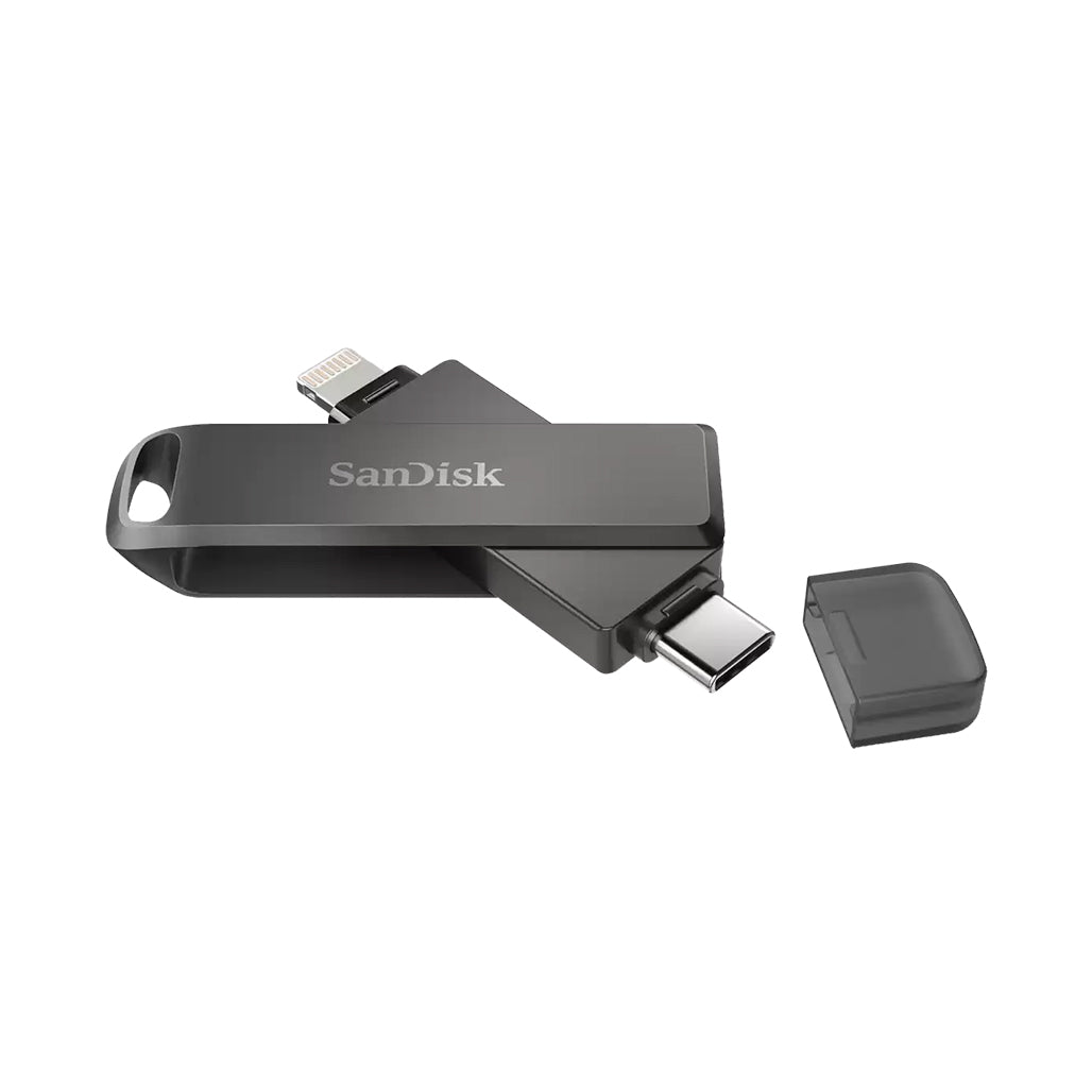 A Photo Of SanDisk iXpand Flash Drive Luxe 128GB – USB-C and USB 3.0, Compatible with iPhone 15, iPad Pro, Android, and Mac