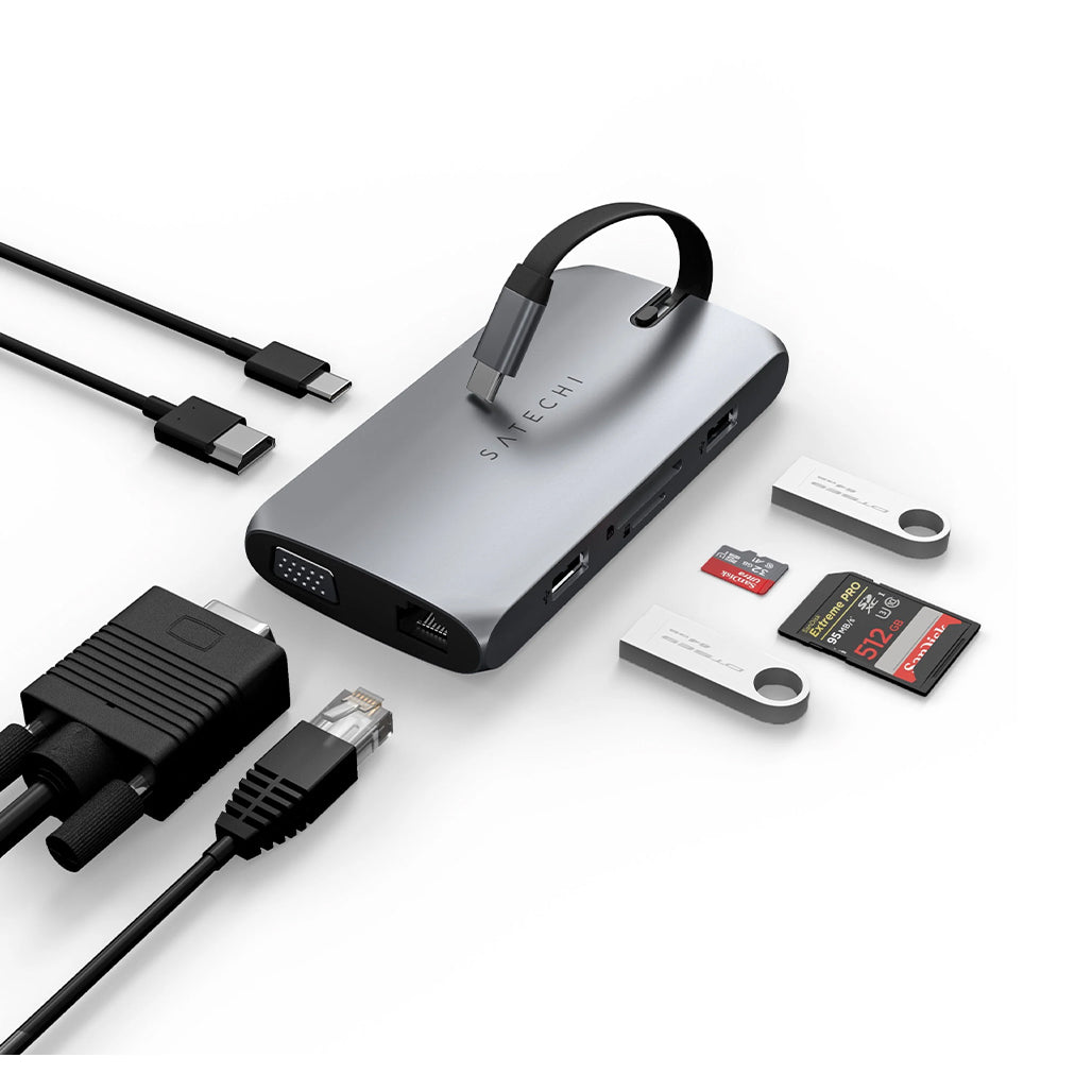 A Photo Of Satechi USB-C On-the-Go Multiport Adapter – 4K HDMI, VGA, Gigabit Ethernet, and USB Ports