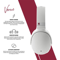 Skullcandy Venue Wireless ANC Over-Ear Headphone - White/Crimson