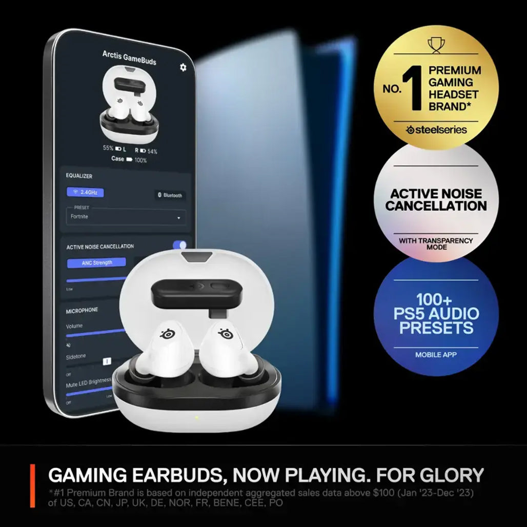 A Photo Of SteelSeries Arctis GameBuds™ for PlayStation – Wireless Gaming Earbuds with 2.4GHz and Bluetooth 5.3