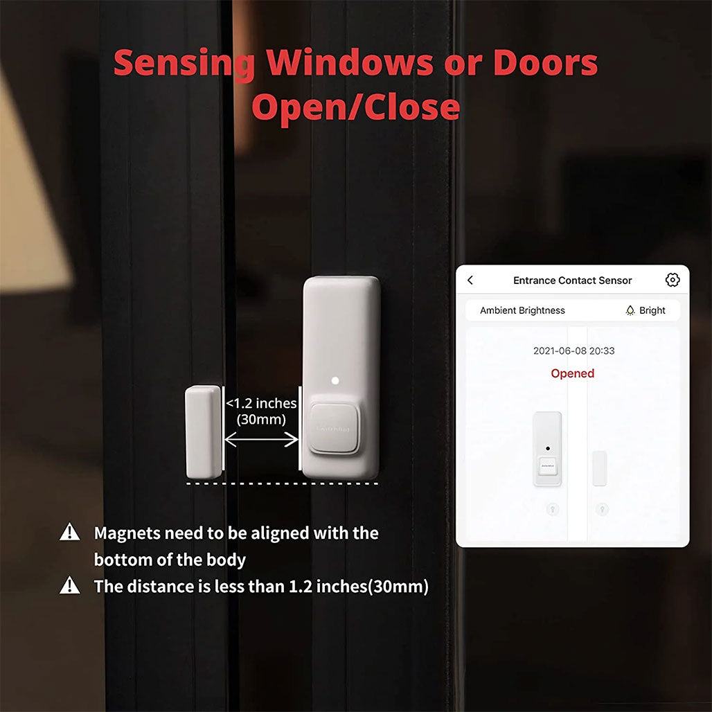 A Photo Of SwitchBot Contact Sensor W1201500-WHT | Smart Window & Door Alert Sensor with Hub Mini Connectivity