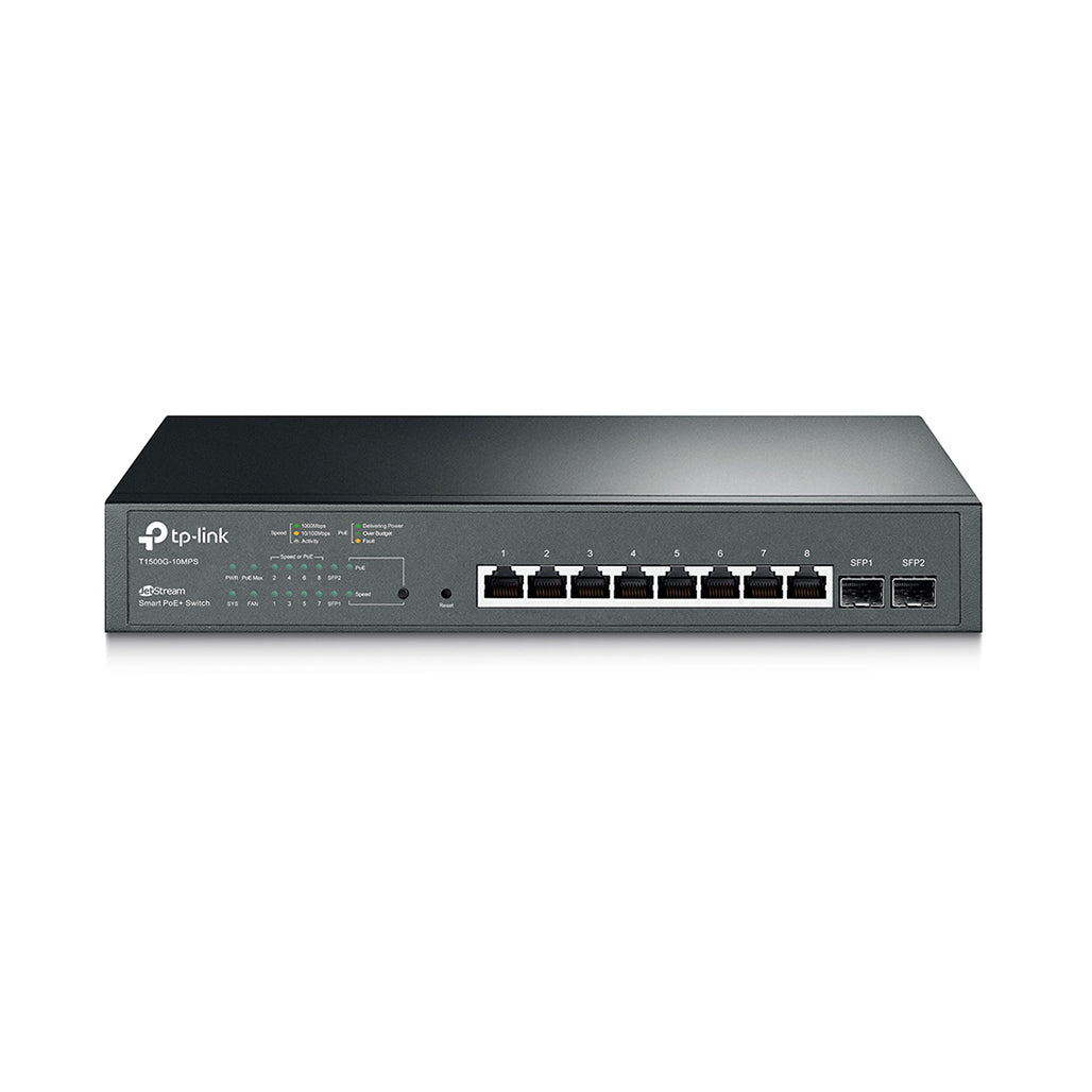 A Photo Of TP-Link T1500G-10MPS JetStream 8-Port Gigabit Smart PoE+ Switch with 2 SFP Slots | High-Performance Network Management