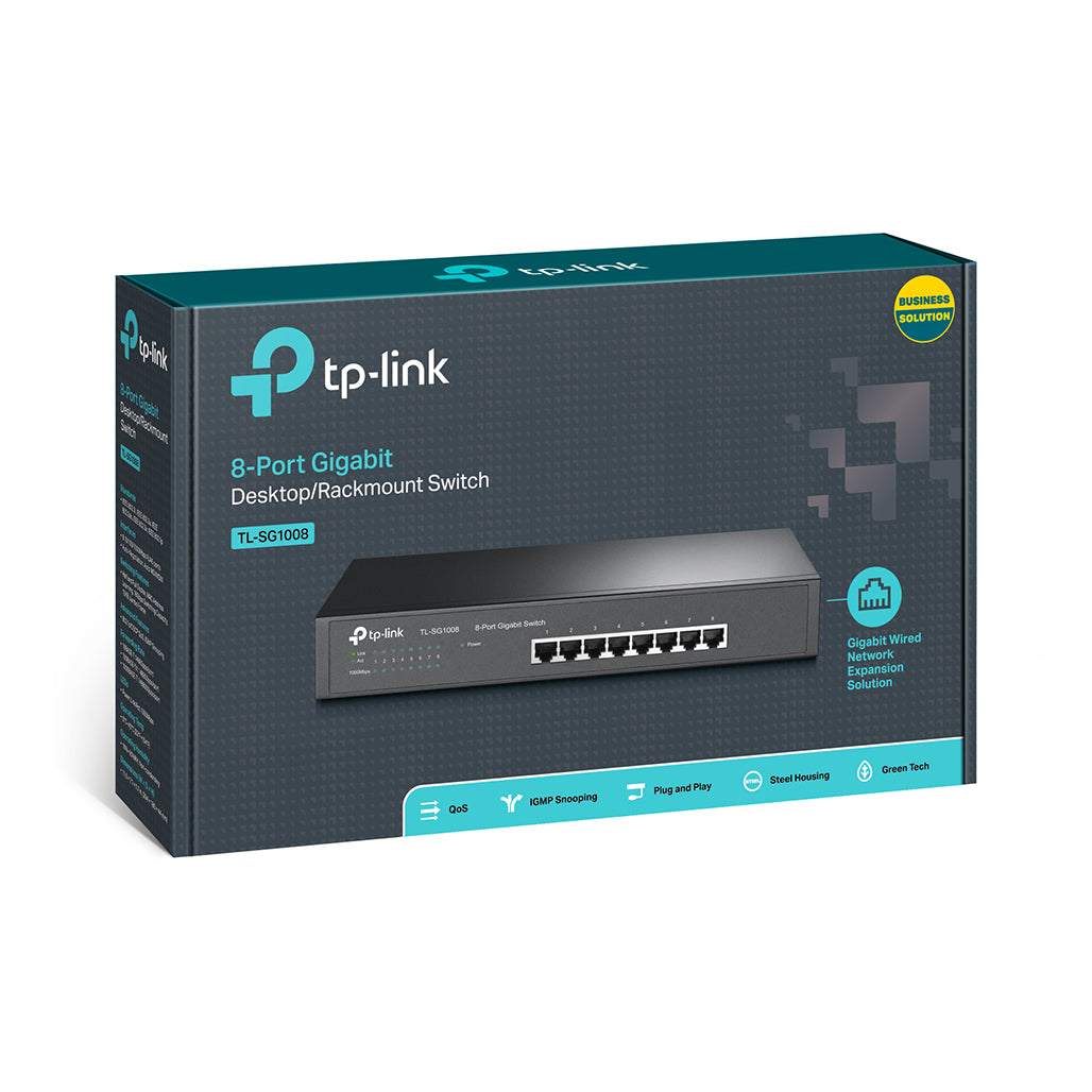 A Photo Of TP-Link TL-SG1008 8-Port Gigabit Desktop/Rackmount Switch | Energy-Efficient, Rackmount Bracket Included