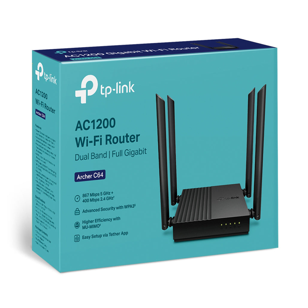 A Photo Of TP-Link Archer C64 AC1200 Wireless MU-MIMO WiFi Router | High-Speed Dual-Band with Gigabit Ports