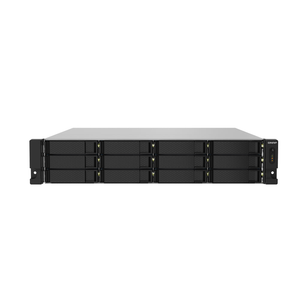 A Photo Of QNAP TS-1232PXU-RP-4G 12-Bay NAS Enclosure | AnnapurnaLabs Alpine CPU, 16GB Max Memory, 10GbE, 2U Rackmount