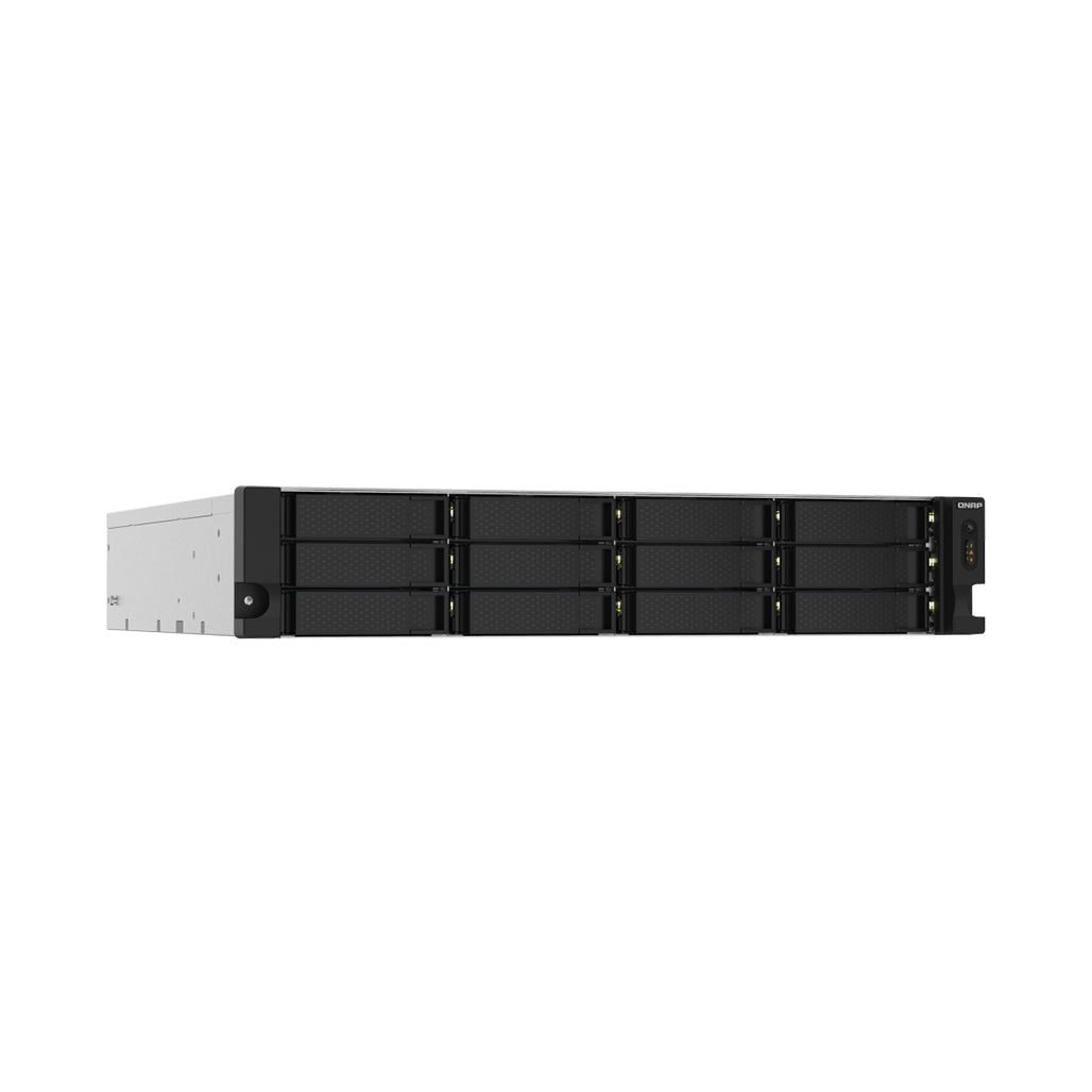 A Photo Of QNAP TS-1232PXU-RP-4G 12-Bay NAS Enclosure | AnnapurnaLabs Alpine CPU, 16GB Max Memory, 10GbE, 2U Rackmount