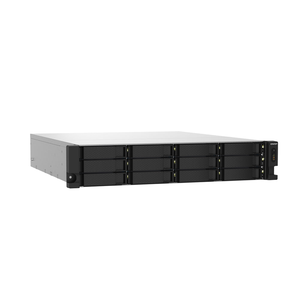 A Photo Of QNAP TS-1232PXU-RP-4G 12-Bay NAS Enclosure | AnnapurnaLabs Alpine CPU, 16GB Max Memory, 10GbE, 2U Rackmount