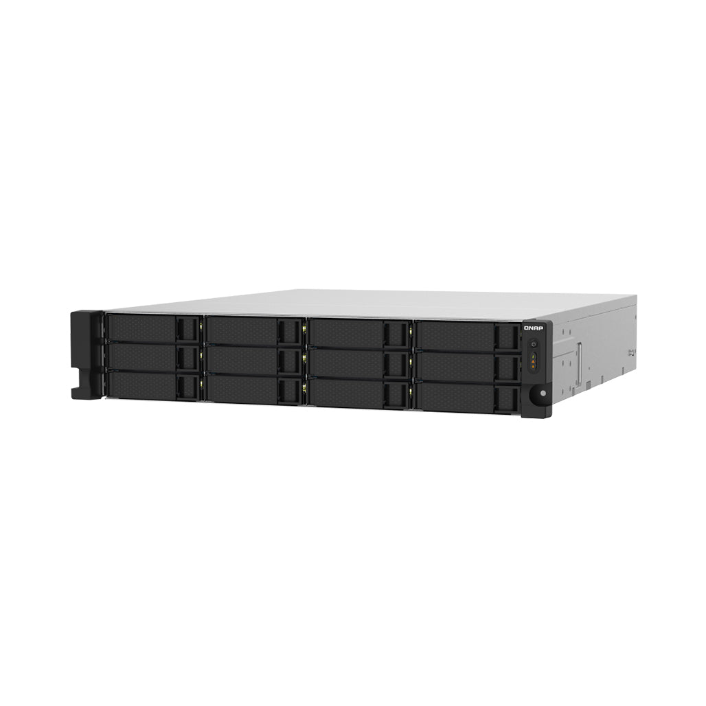 A Photo Of QNAP TS-1232PXU-RP-4G 12-Bay NAS Enclosure | AnnapurnaLabs Alpine CPU, 16GB Max Memory, 10GbE, 2U Rackmount