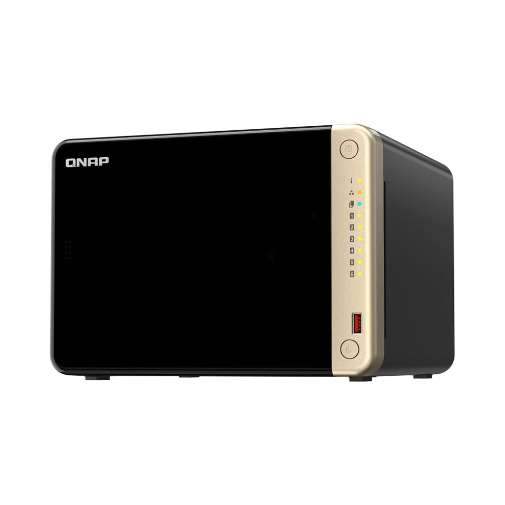 A Photo Of QNAP TS-664-8G-US 6-Bay Desktop NAS – High-Performance Intel Quad-Core Processor, Dual 2.5GbE Ports, and SSD Caching