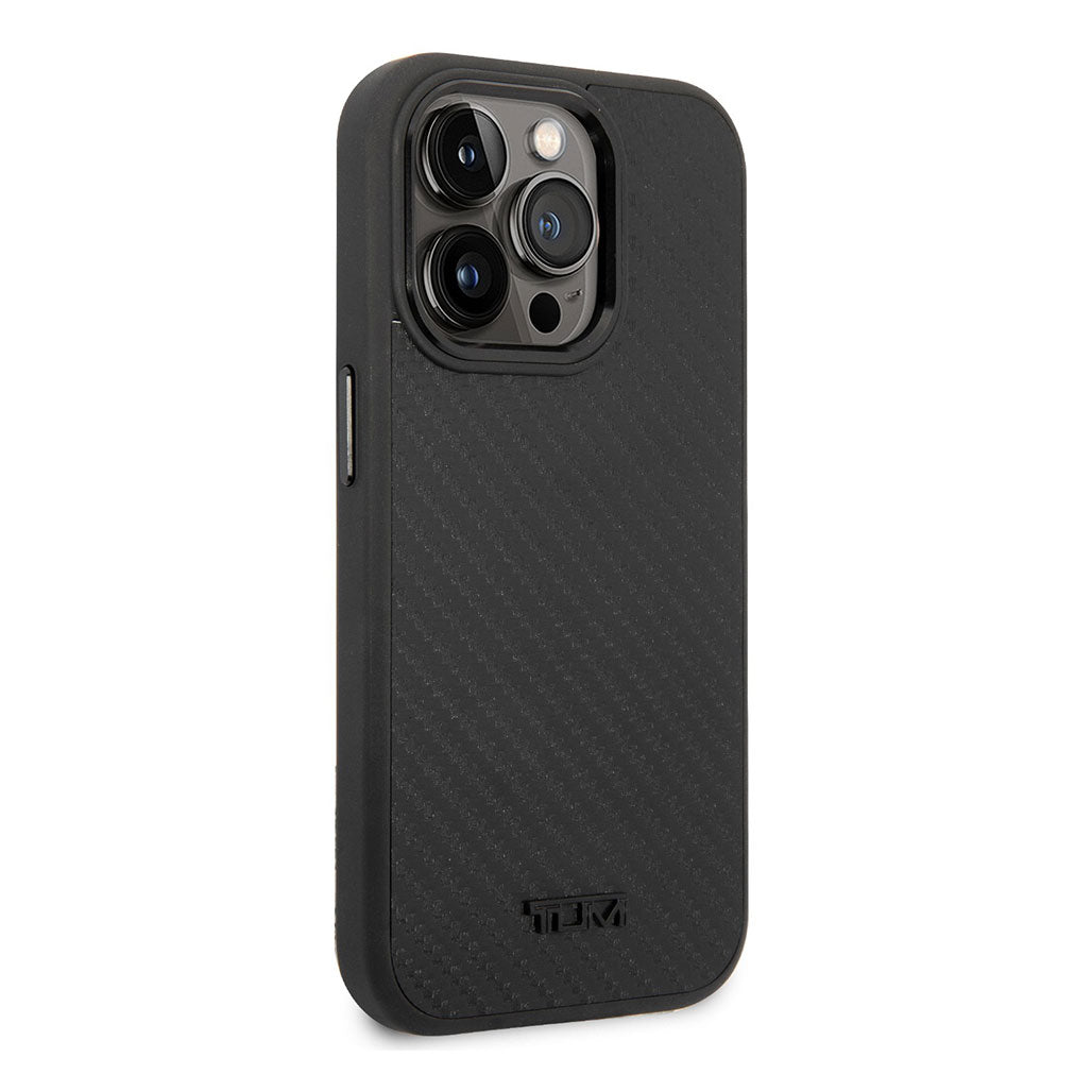 Tumi HC Aluminum Carbon Pattern Case for iPhone 14 Pro Max, 31954239095036, Available at 961Souq