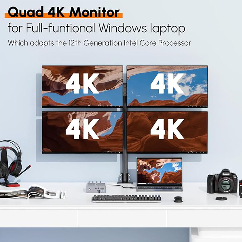 A Photo Of TobenONE DisplayLink Docking Station - Triple Monitor Setup with 120W Power Adapter, 18 Ports, USB-C, HDMI, DisplayPort