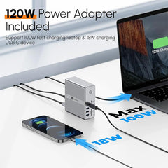 A Photo Of TobenONE DisplayLink Docking Station - Triple Monitor Setup with 120W Power Adapter, 18 Ports, USB-C, HDMI, DisplayPort