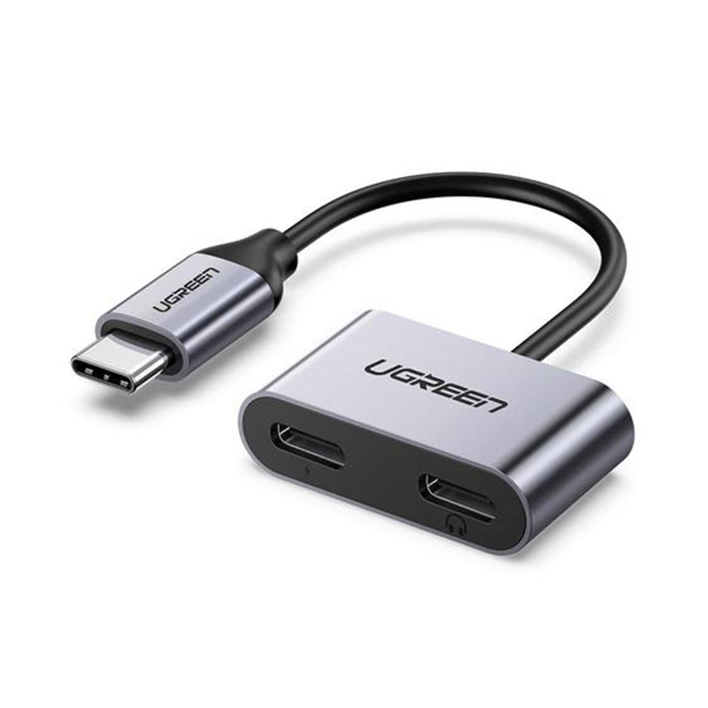 A Photo Of UGreen 2-In-1 USB-C To Headphone & Charger Adapter | 60W PD Quick Charging | Aluminum & TPE | 60165