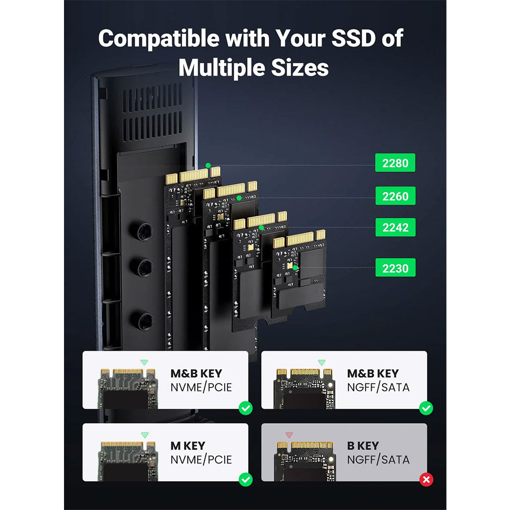 UGREEN M.2 NVMe SSD Enclosure, USB 3.2 GEN 2 10Gbps SSD Caddy