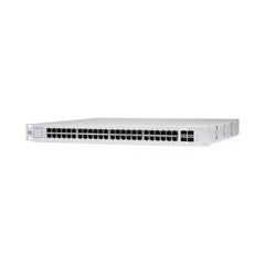Ubiquiti PoE switch with (48) GbE, PoE+ and 24V passive PoE RJ45 ports, (2) 1G SFP ports, and (2) 10G SFP+ ports