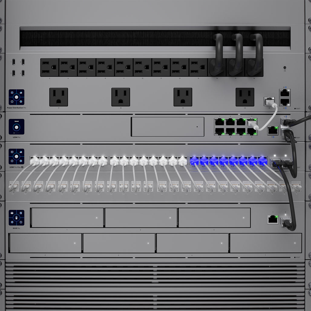 A Photo Of Ubiquiti USW-Pro-Max-24-PoE - 24-port, Layer 3 Etherlighting™ switch capable of high-power PoE++ output