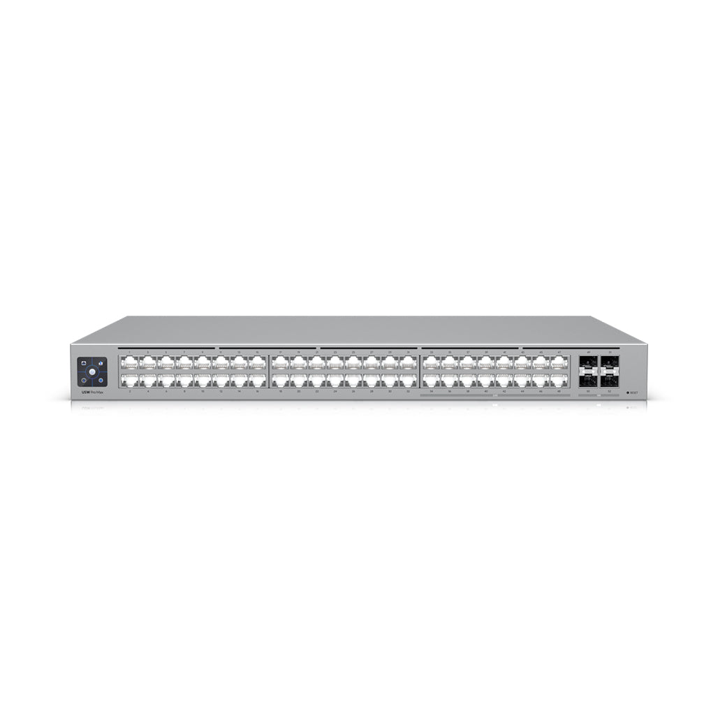 A Photo Of Ubiquiti UniFi Pro Max 48 PoE 48-port Switch, Layer 3 Managed Switch with 16 2.5GbE and 4 10G SFP+ Ports