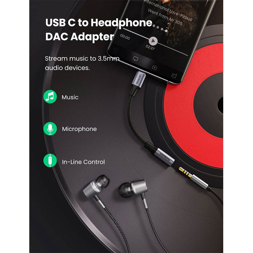 A Photo Of UGreen Braided USB-C to 3.5mm Headphone Adapter | High-Quality Type-C to Audio Jack Converter