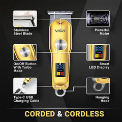 A Photo Of VGR V-290 Professional Hair Clipper with LED Display Runtime