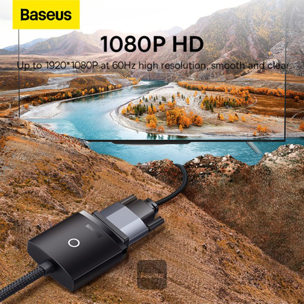 A Photo Of Baseus Lite Series HDMI to VGA Adapter - 1080P HD, Black