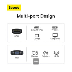 A Photo Of Baseus Lite Series HDMI to VGA Adapter - 1080P HD, Black