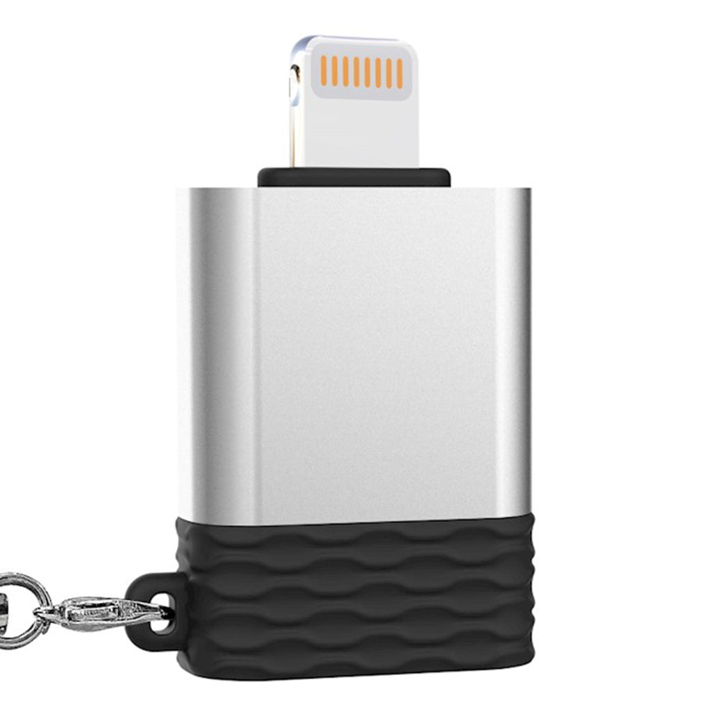 A Photo Of XO Adapter NB186 USB-A to Lightning Adapter, Silver – Charging and Data Transmission for Smartphones, Tablets, and Laptops