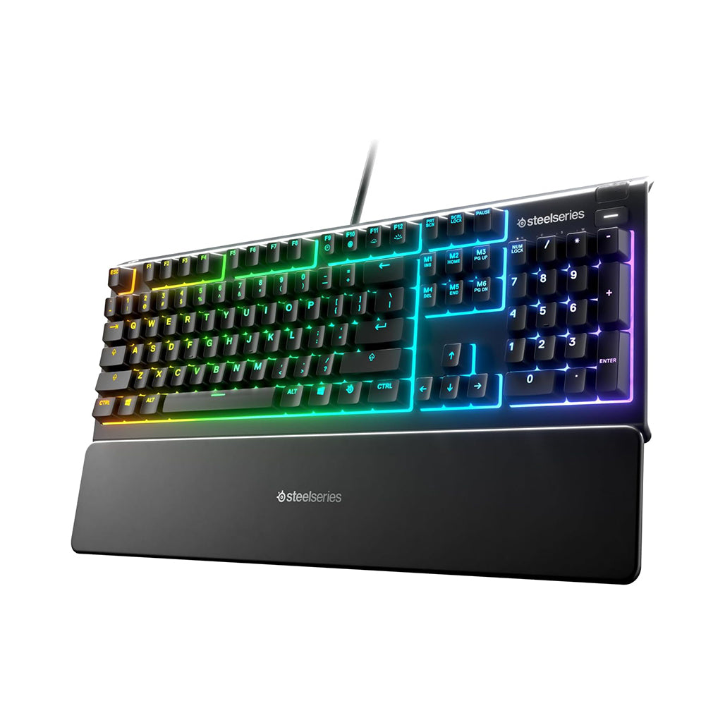 A Photo Of SteelSeries Apex 3 Water-Resistant Whisper-Quiet Keyboard with 10-Zone RGB Lighting