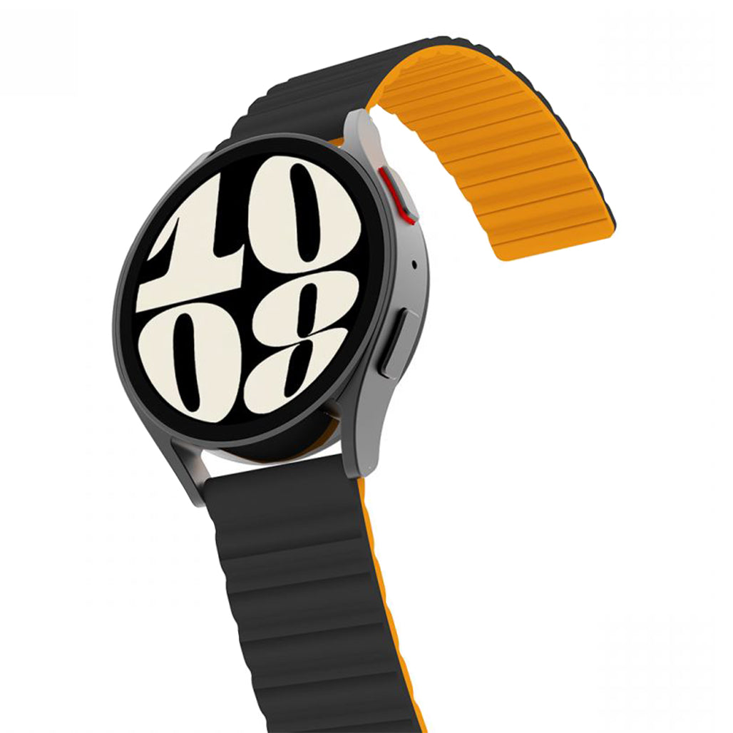 Araree Silicone Link Galaxy Watch Strap 20mm - Black/Orange, 32882369102076, Available at 961Souq