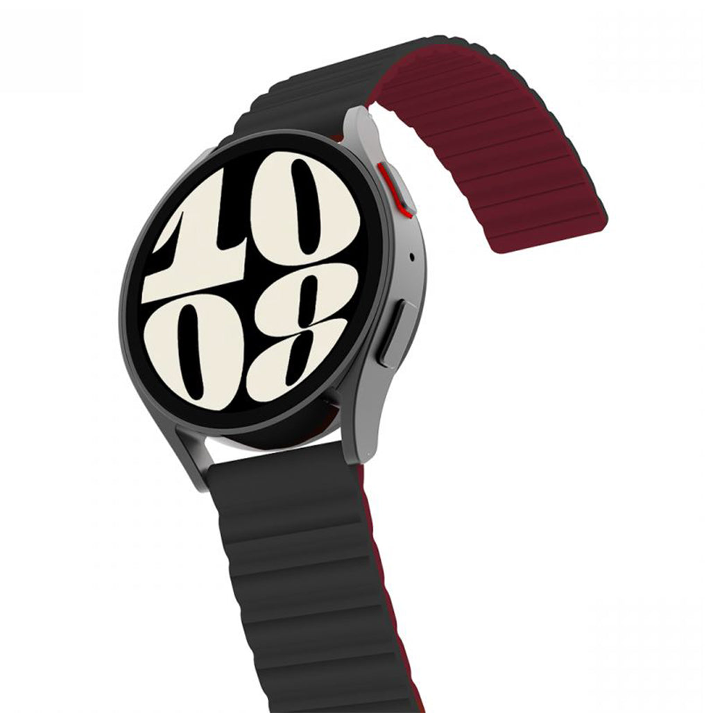 Araree Silicone Link Galaxy Watch Strap 20mm - Black/Wine Red, 32882394824956, Available at 961Souq
