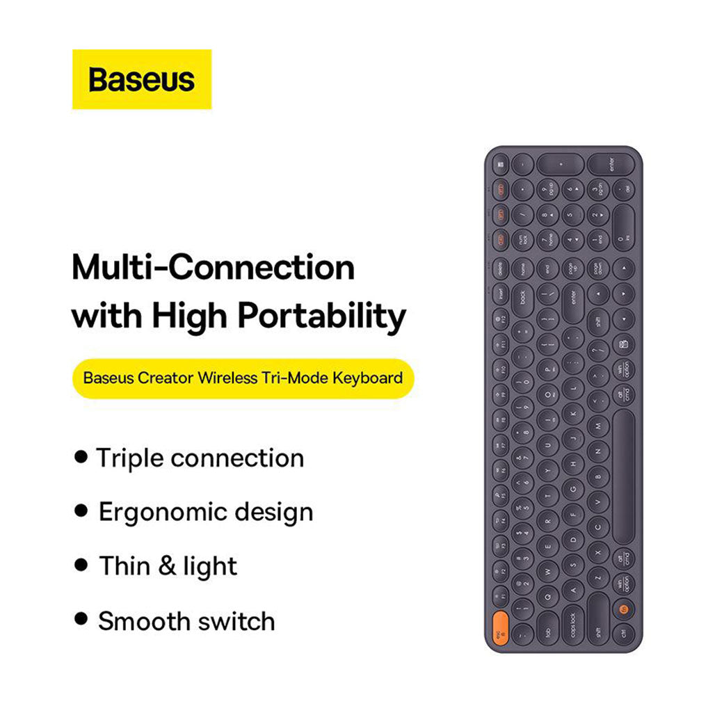 A Photo Of Baseus K01B Wireless Tri-Mode Keyboard - Ergonomic, Multi-Device Connectivity with Numeric Keypad